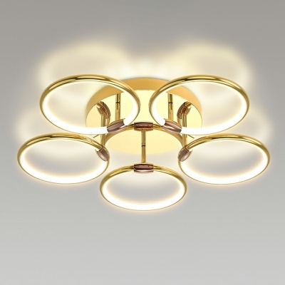 Gold Rings Flush Light Fixtures Aluminum and Acrylic Flush Mount Light Fixtures