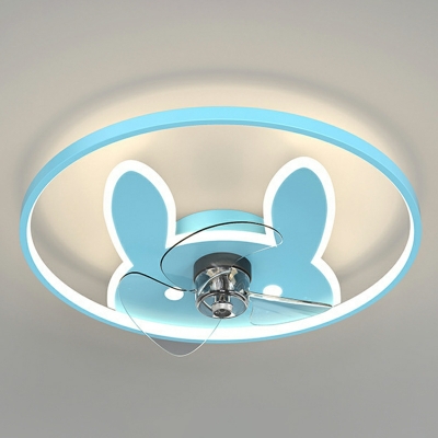Rabbit Shape Flush Mount Ceiling Fans LED Fan Lighting for Kids' Bedroom