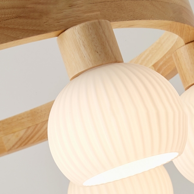 Round Modern Chandelier Pendant Light Wood Nordic Style Multi Pendant Light for Living Room