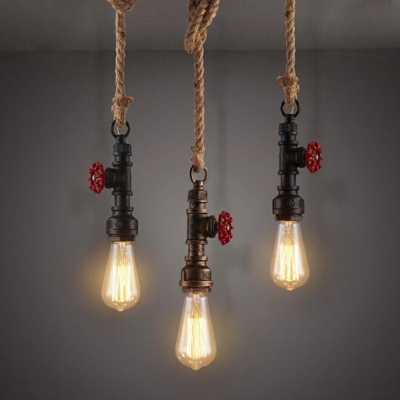 Vintage Industrial Pendant Light 1-Bulb Rope Pendant Lighting for Coffee Bar