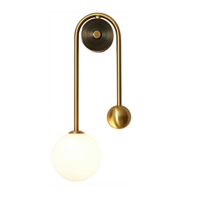 1-Light Sconce Lights Contemporary Style Globe Shape Metal Wall Mounted Lamps