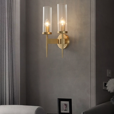 2-Light Sconce Lights Minimalism Style Cylinder Shape Metal Wall Mounted Lamps