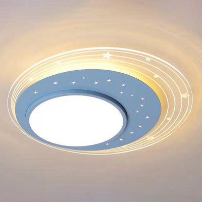 3-Light Ceiling Mount Chandelier Contemporary Style Round Shape Metal Flushmount Lighting