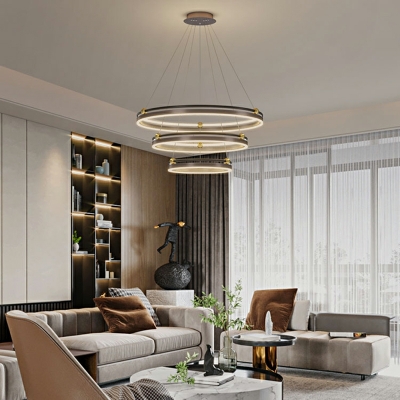 3-Light Chandelier Light Fixture Modernist Style 3-Tier Shape Metal Hanging Lamp