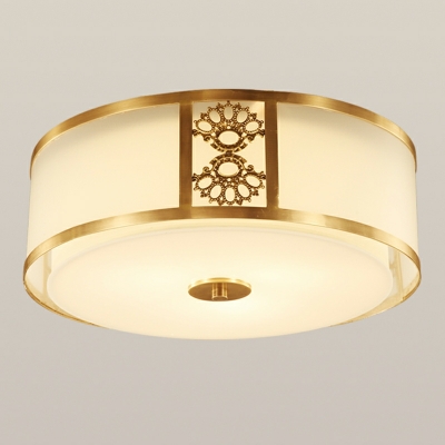 3-Light Flush Light Fixtures Traditional Style Cylinder Shape Metal Ceiling Mounted Lights