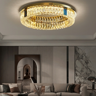 Crystal LED Flush Mount Lighting Fixtures Modern Elegant Ceiling Mount Chandelier for Living Room