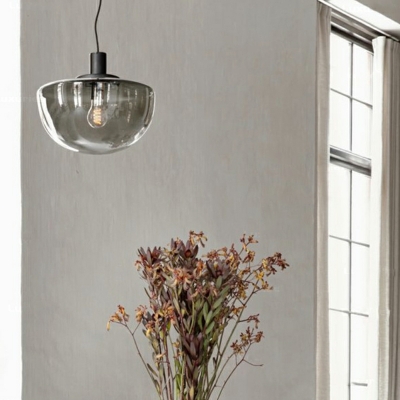 Drum 1 Light Glass Hanging Ceiling Light Modern Pentdant Light Fixtures for Bedroom