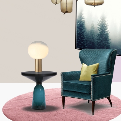 Modern Dining Table Light Globe Shape Glass Bedroom Table Lamps for Living Room
