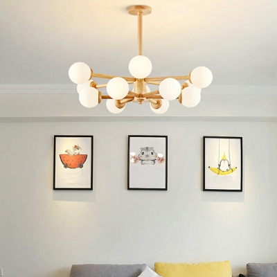 Wood Minimalism Chandelier Lighting Fixtures Modern Hanging Ceiling Light for Living Room