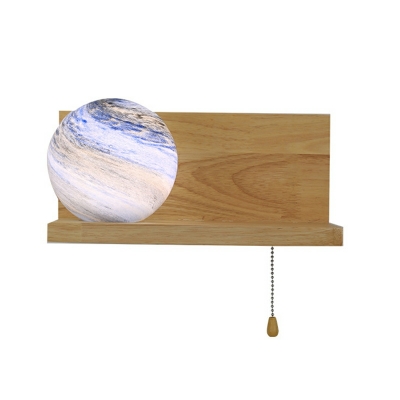 Wooden Wall Sconce Lighting with Globe Glass Shade Wall Mounted Lamp