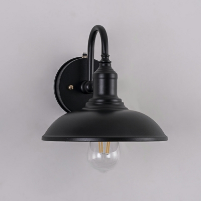 1-Bulb Wall Sconce Fixture Light Metal Gooseneck Stem Sconce Wall Lighting in Black