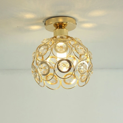Crystal and Metal Semi Flush Ceiling Light Fixtures Globe Flush Ceiling Lights for Living Room