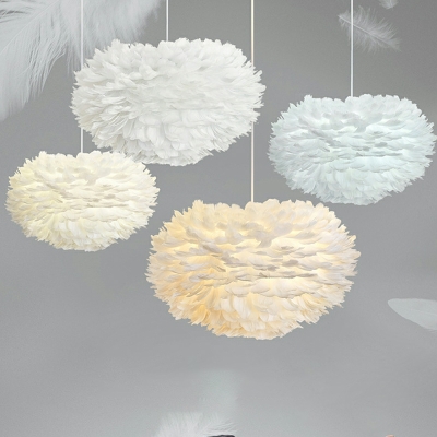 Hanging Ceiling Light Modern Style Feather Pendant Lighting Kit for Living Room