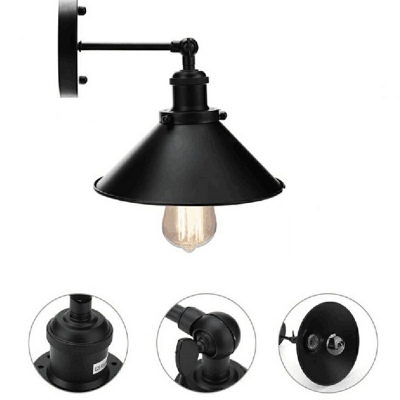 Industrial Wall Sconce Single Head Flared Shape Wall Sconce Lighting in Black