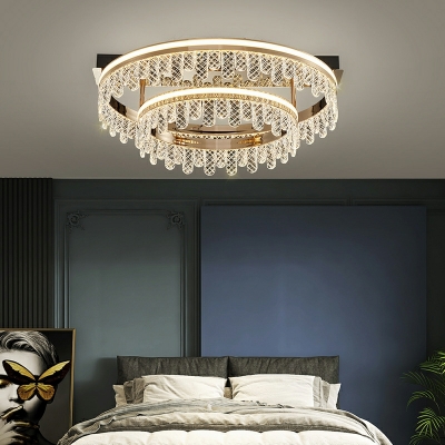 LED Round Semi Flush Ceiling Light Fixtures Modern Ceiling Light Fixture for Living Room