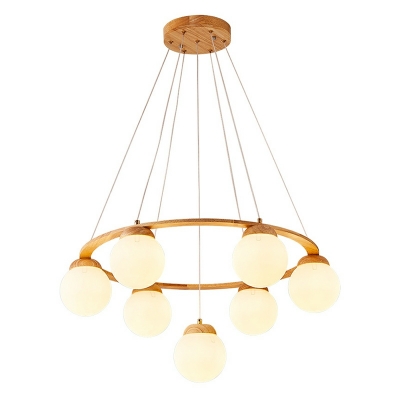 Modern Globe Pendant Ceiling Fixture Lamp Wood and Glass Chandelier Hanging Light Fixture