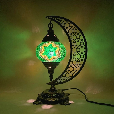 Tiffany Glass Night Table Lamps Celestial Body Reading Book Light for Bedroom