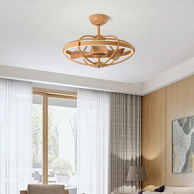 1-Light Hanging Lamp Kit Contemporary Style Fan Shape Wood Pendant Ceiling Lights