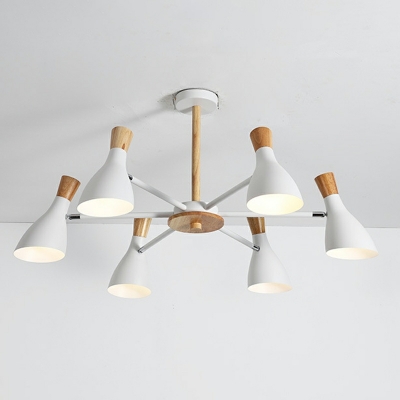 8-Light Chandelier Light Fixture Modernist Style Cone Shape Metal Pendant Lighting