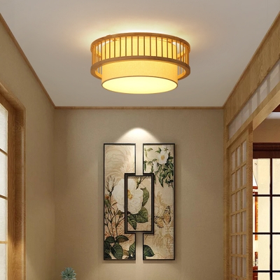 Acrylic Shade Flush Mount Light Wooden Geometrical Shape Flush Mount Ceiling Light