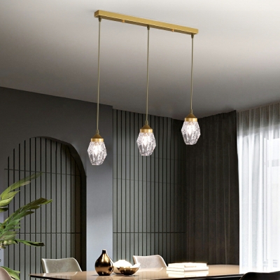 Clear Crystal Pendant Lighting Fixture Brass Hanging Pendant Lights for Bedroom