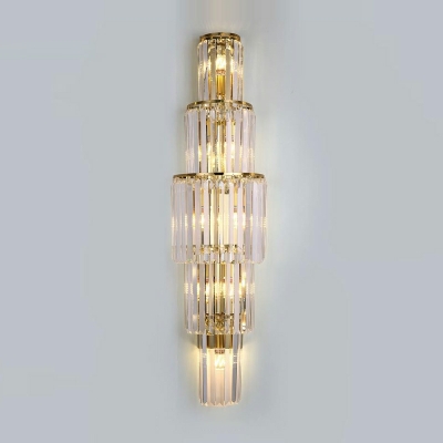Clear K9 Crystal Wall Sconce Lighting E14 Stainless-Steel Wall Mount Light Fixture
