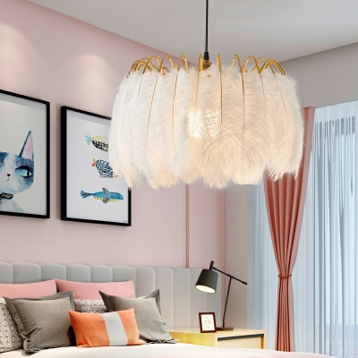 Hanging Ceiling Light Modern Style Feather Pendant Lighting for Living Room