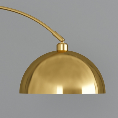 Wood and Metal Floor Lamp Single Head Dome Shape Standing Floor Lighting