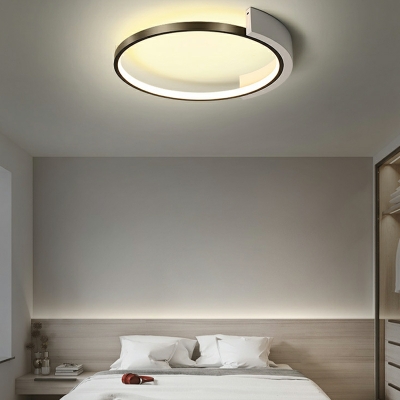 1-Light Flush Light Fixtures Contemporary Style Ring Shape Metal Ceiling Mounted Lights