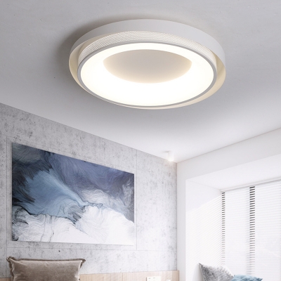 1-Light Flush Light Fixtures Contemporary Style Round Shape Metal Ceiling Mounted Lights