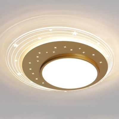3-Light Ceiling Mount Chandelier Contemporary Style Round Shape Metal Flushmount Lighting