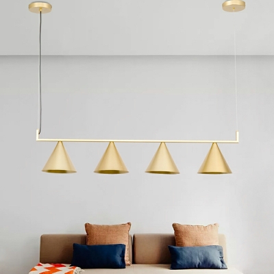 4-Light Hanging Lamp Kit Minimalism Style Cone Shape Metal Down Lighting Pendant