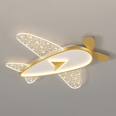 6-Light Flush Light Fixtures Kids Style Airplane Shape Metal Ceiling Mounted Lights