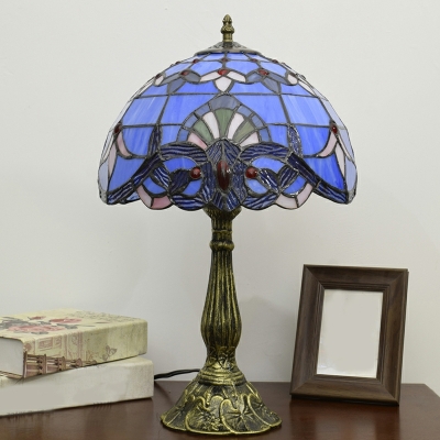 Art Deco Metal and Glass Table Lamp Globe and Geometric Table Lamp for Bedroom