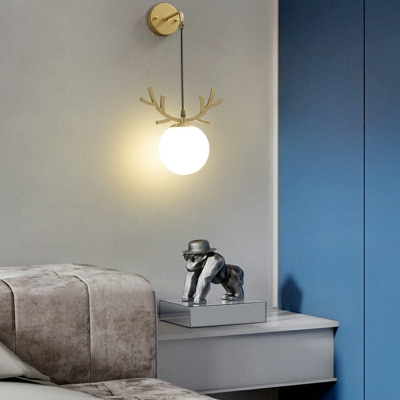 Children's Bedroom Wall Mounted Light Fixture 1-Light Globe Shade Lighting Sconce