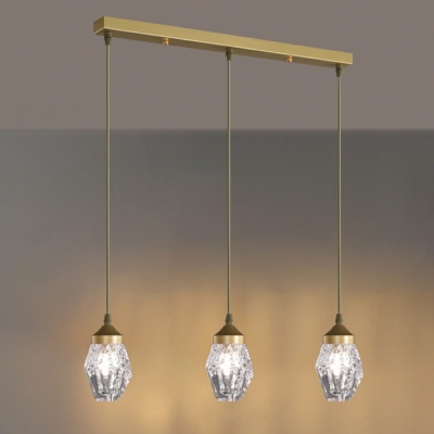 Clear Crystal Pendant Lighting Fixture Brass Hanging Pendant Lights for Bedroom