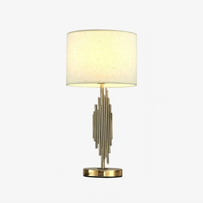 Fabric Drum LED Table Lamp Modern Style 1 Light Table Lamp in Beige