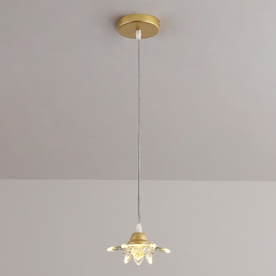 Mid-Century Design Tapered Pendant Light Ribbed Crystal Ceiling Pendant Light