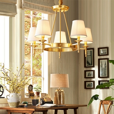 Mid Century Modern Circular Chandelier Light Fixtures Fabric Ceiling Chandelier