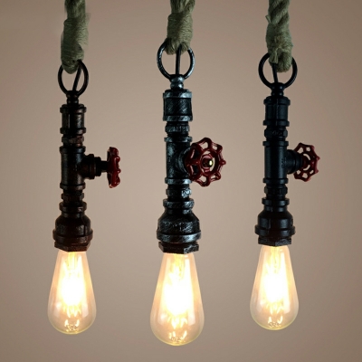Single Bulb Pendant Lighting Fixture Rope & Metal Hanging Light Fixture