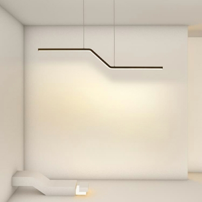 1-Light Hanging Lamp Kit Minimalism Style Linear Shape Metal Pendant Ceiling Lights