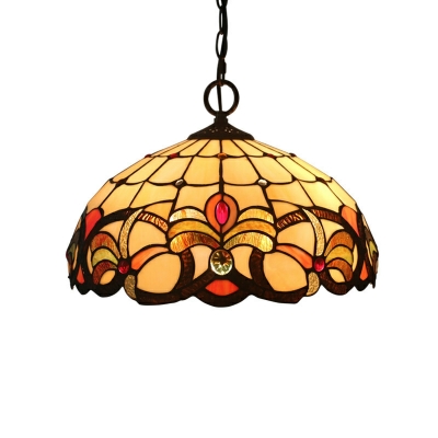 1-Light Hanging Lamp Kit Tiffany  Style Dome Shape Metal Pendant Ceiling Lights