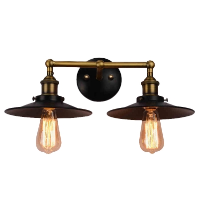 2-Light Sconce Lights Industrial Style Cone Shape Metal Wall Mounted Lamps