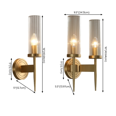 2-Light Sconce Lights Minimalism Style Cylinder Shape Metal Wall Mounted Lamps