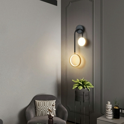2-Light Wall Mount Lighting Minimalist Style Round Shape Metal Sconce Light Fixtures