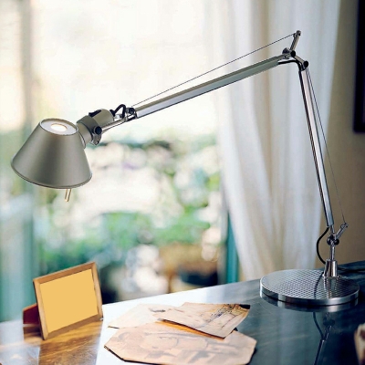 Aluminum Nightstand Lamp Single Bulb Barrel Shape Table Light
