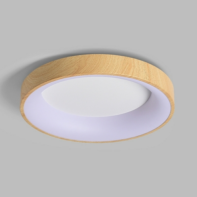 Contemporary Circular Flush Mount Light Fixtures Wood Led Flush Ceiling Lights