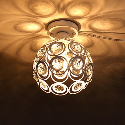 Globe Crystal Semi Flush Mount Ceiling Light Modern Ceiling Light Fixtures for Living Room