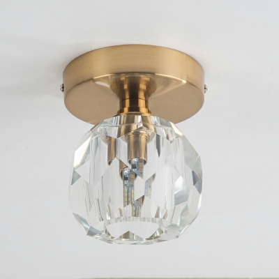 Globe Crystal Semi-Flush Mount Ceiling Light Modern Close to Ceiling Lamp for Bedroom