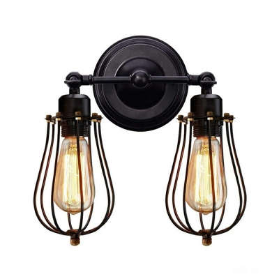 Industrial Wall Sconce Lighting with Cage Shade Wall Light Lamp Sconce